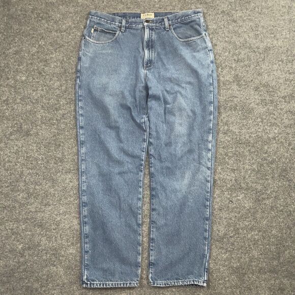 L.L. Bean Other - L.L.Bean Jeans Mens Size 38 Blue Denim Flannel Lined Straight Medium Wash
